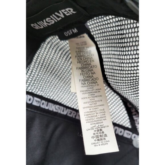 Quiksilver Black Gray Mesh Trucker Hat Abstract Print Adjustable Snapback OSFM - Picture 7 of 9